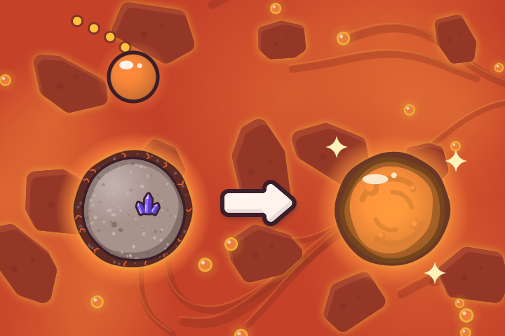 Lava lands on a grey islet and claims it